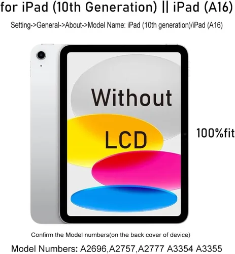 Vista 2 de para iPad 10 (10ª Generación) A2696 A2757 A2777 Kit de Reemplazo de Pantalla Digitalizadora de Vidrio Táctil, para iPad 10ª Gen (Versión 2022)