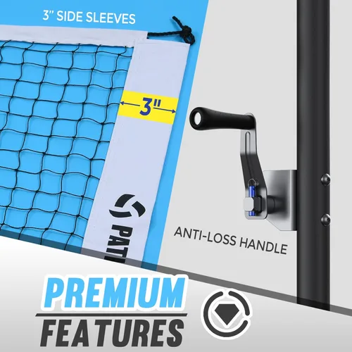 Vista 4 de Patiassy Professional Badminton Set with Carbon Aluminum Badminton Rackets Set of 4, Outdoor Portable Badminton Net with Winch System, 4 Nylon