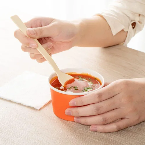 Vista 5 de Coppetta - Vasos de postre de 5 onzas, 50 tazas desechables para helado, tapas se venden por separado, cuencos de yogur congelado de papel naranja