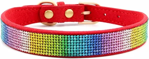 Vista 32 de Lindo collar para perro con diamantes de imitación brillantes, elegante collar de cristal con purpurina bonita joya suave para perros de raza