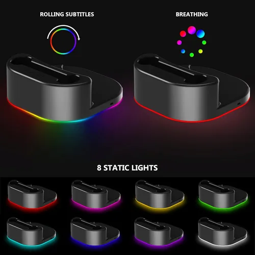 Vista 4 de Charging Dock for Meta Oculus Quest 3Quest 2, VR Headset Charging Stand and Controller Holder with RGB Lights, Charger Station Accessories