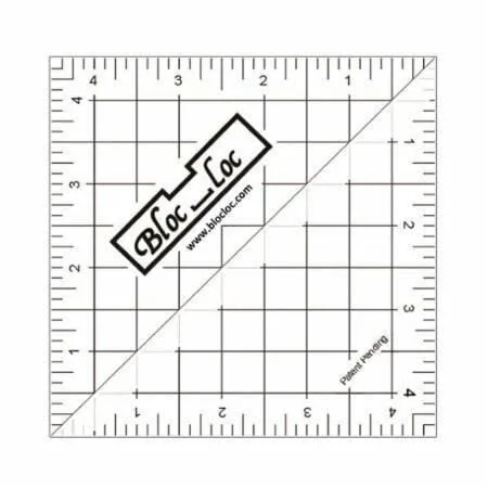 Bloc Loc Regla triangular acrílica de media cuadrada, 4.5 x 4.5 pulgadas, regla de acolchado para proyectos de costura y manualidades