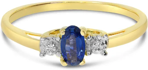 Vista 7 de Anillo de zafiro y diamante en oro amarillo de 14 quilates