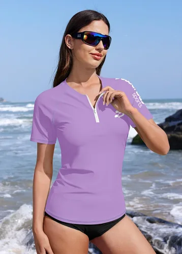 Vista 77 de BesserBay Women’s Rash Guard Shirt UPF 50+ Half Zip Short Sleeve Quick Dry Swim Shirt Swimsuit Tops