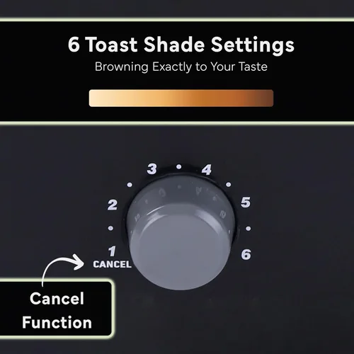 Vista 5 de Courant Tostadora de 2 rebanadas Cool Touch con ranuras extra anchas para pan, bagels y waffles con 6 ajustes de sombra ajustables, bandeja de migas