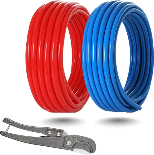 Vista 10 de Kit de herramientas PEX-B de 1/2 pulgada: azul y rojo cada tubo PEX de 100 pies con 62 accesorios PEX - 40 abrazaderas de acero inoxidable Pex, 2