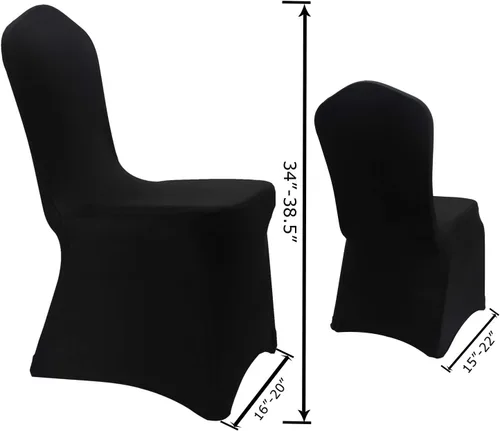 Vista 2 de WELMATCH - Fundas elásticas para sillas de elastano negro, 12 fundas elásticas para sillas de boda, fiesta, comedor, buceo (negro, 12)