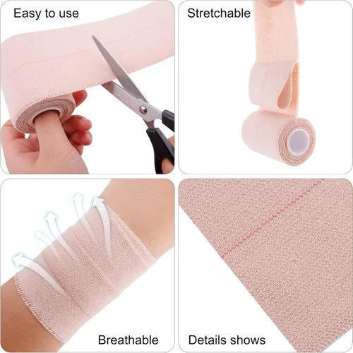 Vista 3 de BQTQ 6 rollos de cinta adhesiva elástica de 3 pulgadas, vendaje elástico autoadherente para heridas, cintas deportivas para esguinces de hinchazón
