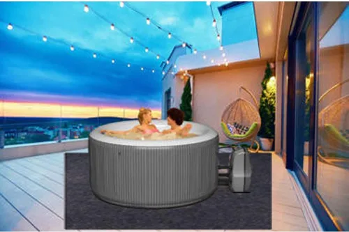 Vista 4 de Almohadilla extra grande para bañera de hidromasaje de 75 x 75 pulgadas, tapete inflable para bañera de hidromasaje al aire libre e interior, tapete