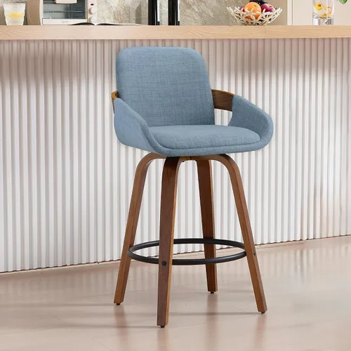 Vista 24 de VipDesk - Taburetes de bar giratorios, taburetes de bar de 26" de altura de mostrador con respaldo y brazos, sillas de bar tapizadas modernas