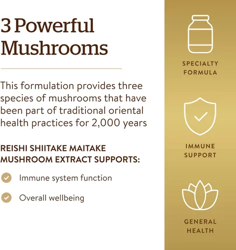 Vista 4 de Solgar Complejo de hongos múltiples, 50 cápsulas vegetales – Reishi, Shiitake, extracto de hongo Maitake – Fuente natural de beta-glucanos – Sin
