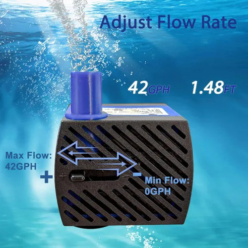 Vista 4 de CHANCS Bomba de agua de CA 110V 2.5W 160L/H 42GPH alta elevación 1.48ft pequeña bomba sumergible para humidificadores