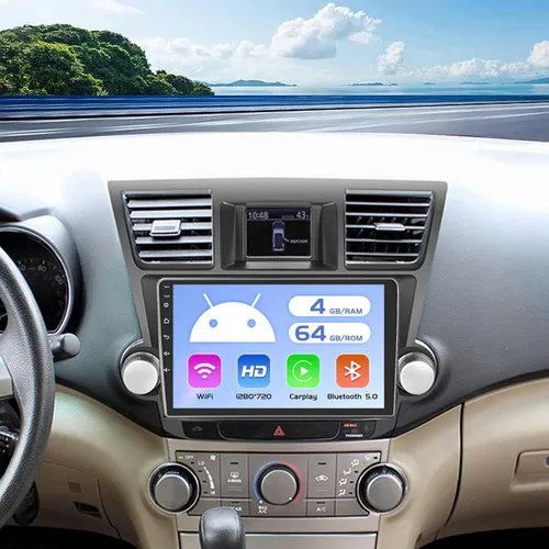 Radio estéreo de coche para Toyota Highlander 2009 2010 2011 2012 2013 2014 con Carplay inalámbrico Android Auto, 4+64G 10.1 pulgadas HD IPS