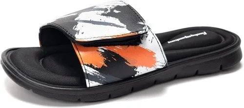 Vista 11 de FUNKYMONKEY Sandalias de espuma viscoelástica para hombre, sandalias deslizantes ajustables con correa gráfica para exteriores