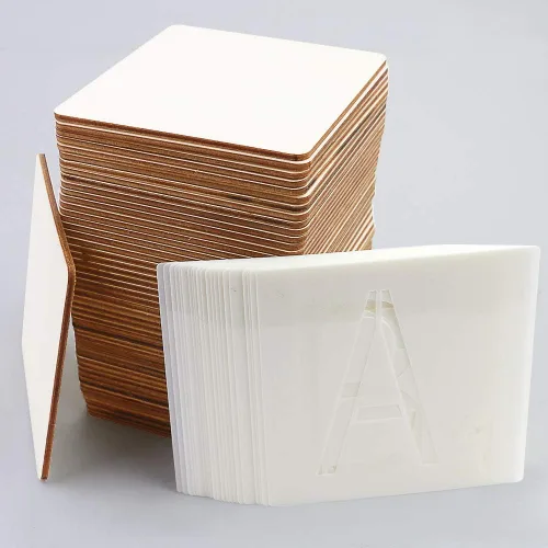 Vista 3 de 50 piezas de madera en blanco sin terminar de 4 pulgadas con 26 letras para decoración de pared, decoración del hogar, proyectos de manualidades