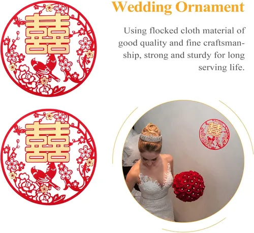 Vista 7 de NUOBESTY 3 calcomanías de boda chinas, suministros de decoración de boda tradicionales, adornos de decoración de platos de frutas y ropa de cama