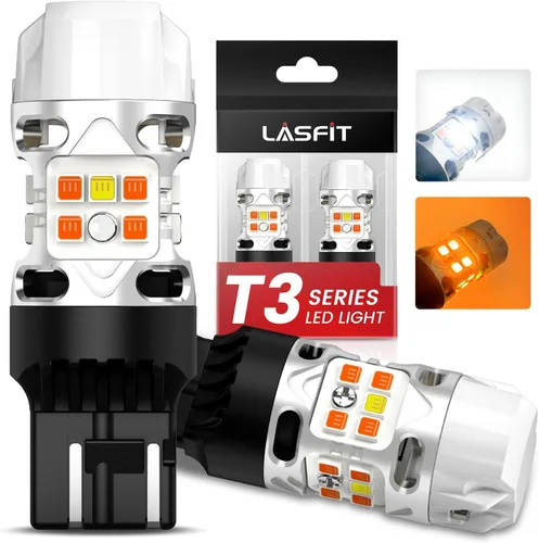Vista 13 de LASFIT PWY24W Bombillas LED de señal de giro PW24W Resistencia integrada Canbus sin errores, extremadamente brillante, intermitente ámbar/amarillo
