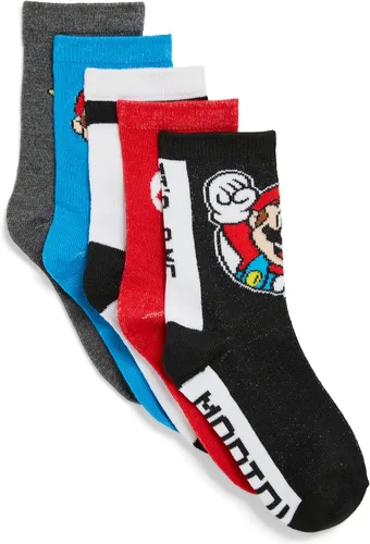 Vista 2 de Nintendo Boys' Super Mario 5 Pack Crew Socks