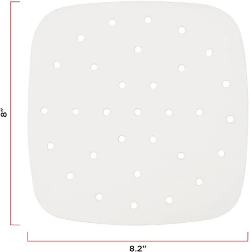 Vista 6 de Chefman Revestimientos desechables para freidora de aire, papel pergamino resistente al calor para cestas, paquete de 100, cuadrado de 8 x 8 pulgadas