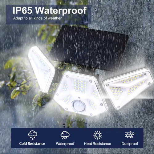 Vista 3 de Solar Security Lights Outdoor Waterproof IP65,2200LM 113LED Outdoor Solar Motion Light with Sensor & Remote,Solar Powered Waterproof Flood Lights 3