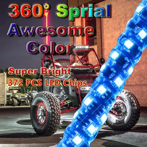 Vista 2 de Muto-Beam 2 luces LED de 2 pies RF con control remoto RF, luces LED RGB de 360°, luz en espiral de antena de látigo con baile/persecución