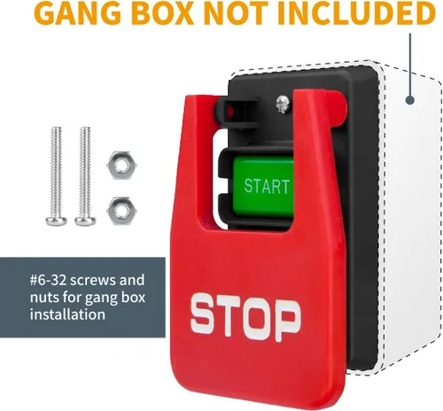 Vista 2 de Powertec 120V/230V Interruptor de paleta de voltaje dual con tornillos, 28 amperios, palanca de rodilla para herramientas eléctricas