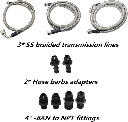 Vista 6 de Priprilod Kit de líneas de refrigeración de transmisión manguera resistente compatible con Dodge Ram 47RE 1996 1997 1998 1999 2000 2001 2002