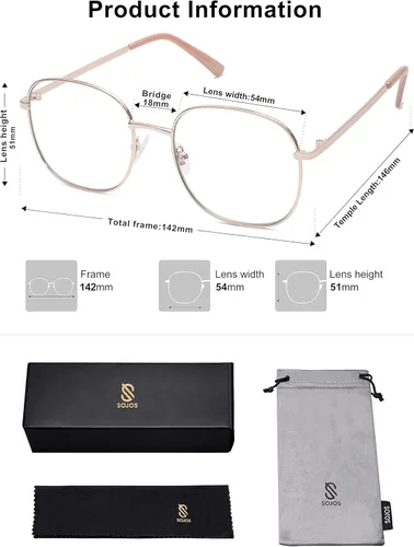 Vista 5 de SOJOS Gafas clásicas cuadradas con bloqueo de luz azul para mujeres y hombres, elegantes gafas de computadora SJ1137