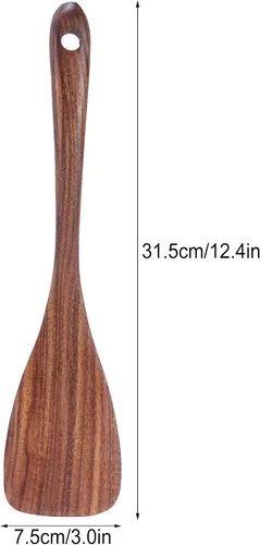 Vista 2 de Espátula de madera Wok Espátula de cocina Utensilios de Madeira Espátula de madera Turner sartén antiadherente Pala Mango largo Utensilios de cocina