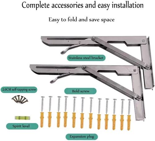Vista 7 de Escritorio plegable de pared de mesa de hojas descendentes Mesa de comedor plegable Mesa de comedor de acero inoxidable Escritorio de estación
