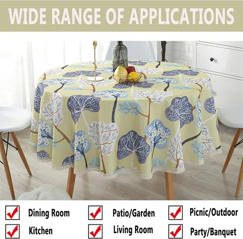 Vista 5 de Bettery Home Mantel impreso elegante resistente – Mantel de encaje de tela a prueba de derrames – Funda de mesa redonda para comedor, cocina