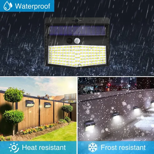 Vista 4 de Peasur Luces solares para exteriores, [138 LED/8 paquetes] Luz de pared de seguridad con sensor de movimiento solar con 3 modos de iluminación