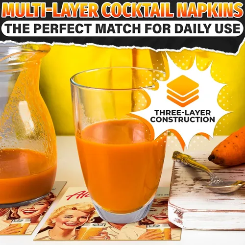 Vista 9 de 20 servilletas de cóctel divertidas para adultos, servilletas de cóctel divertidas de 3 capas altamente absorbentes, estilo retro plegado de 5