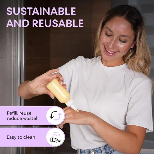 Vista 7 de BRIGHTFROM Botellas aplicadoras con tapa giratoria, botellas de plástico vacías de 4 onzas, boquilla de apertura y cierre, a prueba de fugas