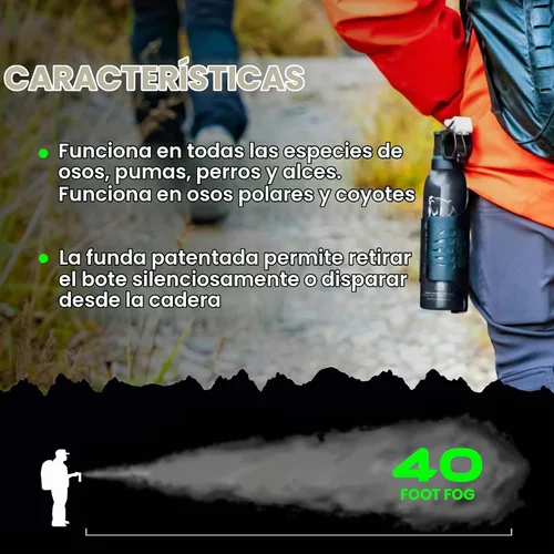 Vista 4 de UDAP Griz Guard Bear Pepper Spray disuasorio de autodefensa con funda para camping, senderismo, pesca, potente patrón de explosión, barrera