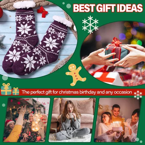 Vista 6 de Dosoni - Calcetines para mujer con forro polar suave y cálido invierno