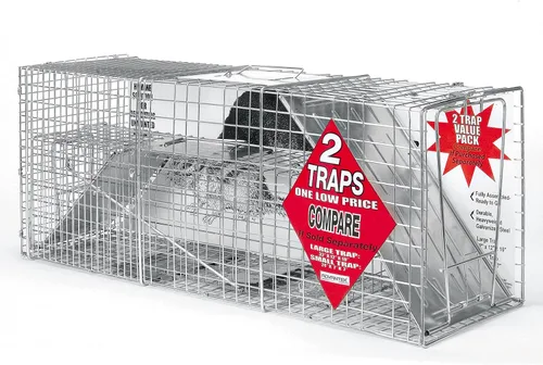 Advantek 20050B - Trampa para animales vivos para atrapar y liberar, paquete de 2 piezas, trampas para mapaches y conejos