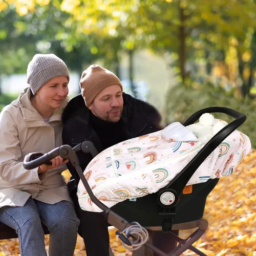 Vista 8 de Funda de Asiento de Coche de Invierno para Bebé Niña Niño, Cubierta con Capota para Asiento Infantil Cálida y Resistente al Viento que Protege al