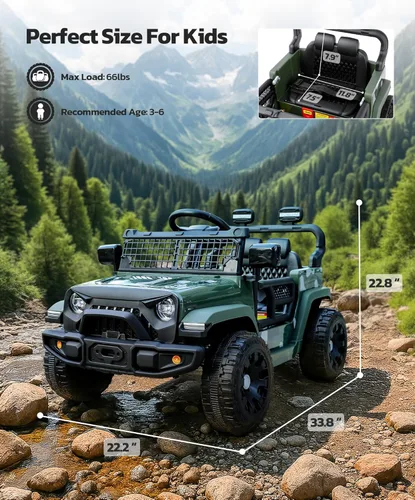 Vista 2 de ELEMARA Auto de Paseo, Vehículo de paseo con Bluetooth para niños pequeños, vehículos a batería de 12 V con control remoto, camión todoterreno