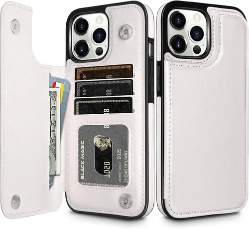 Vista 13 de HianDier Funda tipo cartera compatible con iPhone 13 Pro MAX 5G de 6.7 pulgadas, funda protectora delgada con ranuras para tarjeta de crédito, tapa