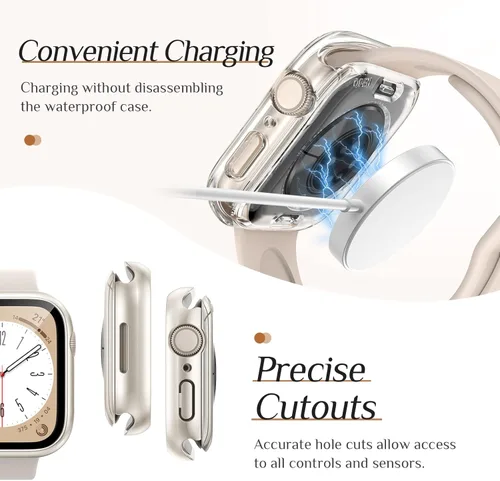 Vista 5 de Goton - 2 fundas para protector de pantalla de Apple Watch de 40 mm, series 6/5/4, SE 3/2/1, funda de protección de PC impermeable con vidrio