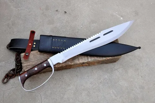 Vista 2 de Cuchillo Machete D-Guard de 18 pulgadas - Cuchillo Machete - Machete de Cuchilla Hecho a Mano - Equilibrio Templado Agua - Listo para usar