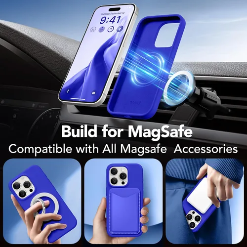 Vista 242 de GONEZ Funda magnética para iPhone 14, compatible con Magsafe, con protector de pantalla + protector de cámara, forro de microfibra antiarañazos