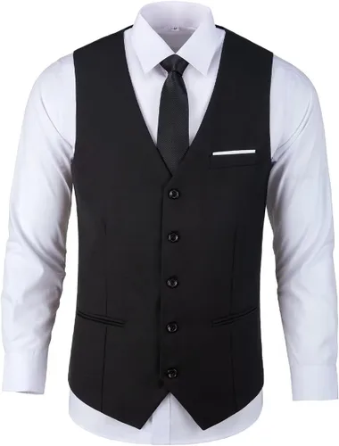 Vista 2 de Chaleco de traje para hombre, chaleco formal de vestir de negocios para boda