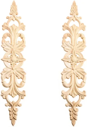 Vista 12 de MUXSAM 1 apliques largos tallados en madera para muebles, calcomanías de tallado de madera sin pintar para pared, armario, espejo, repisa, puerta