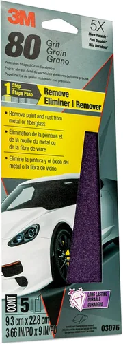 Vista 2 de 3M Papel de lija Performance 03076, grano 80, 3 23 pulgadas x 9 pulgadas, 5 hojas por paquete
