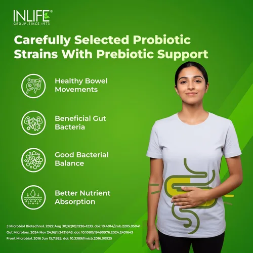 Vista 2 de INLIFE Suplemento prebiótico y probiótico para la salud intestinal Bacterias Lactobacillus Probióticos para mujeres y hombres - 60 cápsulas