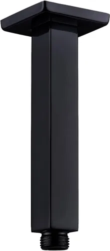 Vista 24 de Brazo de ducha de oro cepillado con brida de 6 pulgadas de acero inoxidable recto superior de lluvia cabezal de ducha de extensión de tubo cuadrado