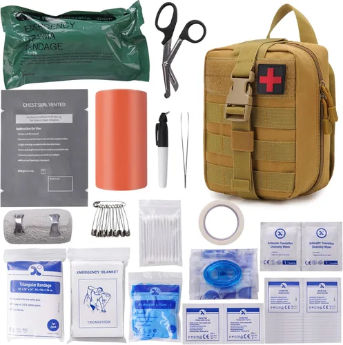 IFAK Kit de Primeros Auxilios para Trauma Bolsas Molle Kit de Supervivencia de Emergencia para Táctico Militar Coche Viaje Senderismo Camping con