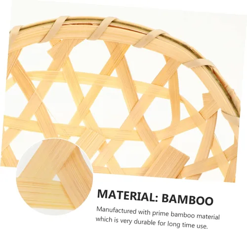 Vista 2 de Cesta de almacenamiento de 3 piezas Cesta de drenaje hecha a mano Cesta de verduras para el hogar Cesta tejida a mano Cesta de bambú Cesta de lavado